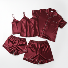 Couple Night Dress / Night Suit / Silk Sleepwear Set – 4-Piece Camisole & Shirt with Shorts