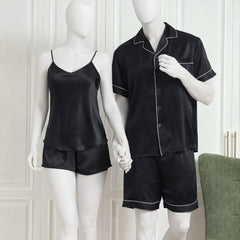Couple Night Dress / Night Suit / Silk Sleepwear Set – 4-Piece Camisole & Shirt with Shorts