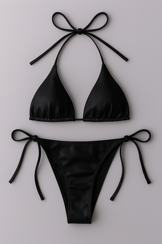 Women’s Bikini Set – Halter Neck Triangle Top & Adjustable Side-Tie Bottom | Stylish Swimwear for Beach & Pool