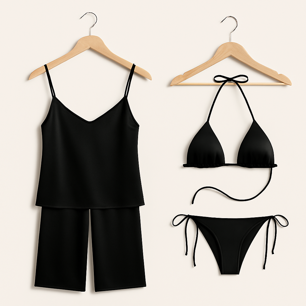 Satin Silk Camisole & Pajama with Bikini Set – Dual Style Nightwear for Women