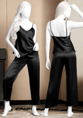 Satin Sleepwear Set – Spaghetti Top & Loose Trouser – Free Size