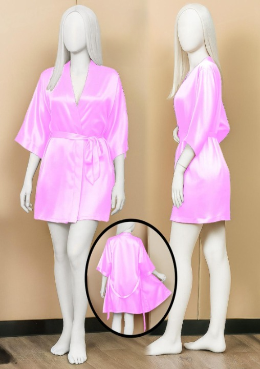Satin Gown/Robe – Short Length with Waist Tie