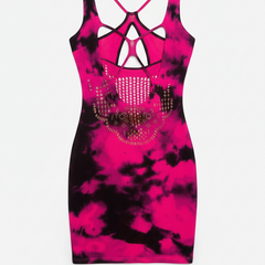 Exotic Criss-Cross Neck Tie-Dye Stocking Night Dress for Women | Seamless Mesh Nighty (Free Size)