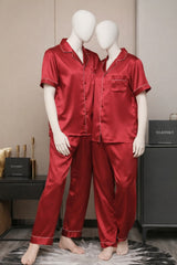 Couple Matching Pajama Set – Short Sleeve Top & Long Pants  (4Pcs)