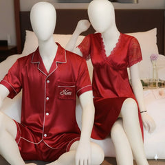 Couple Night Suit / Sleepwear Set – Stylish Nightdress & Pajama Shorts  (3 Pcs)