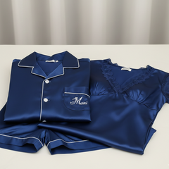 Couple Night Suit / Sleepwear Set – Stylish Nightdress & Pajama Shorts  (3 Pcs)