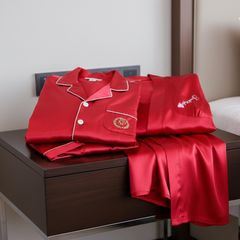 Couple Night Dress Silk Sleepwear Set – 4-Piece Pajama & Robe Set |