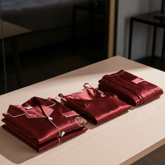 Couple Night Dress Silk Sleepwear Set – 4-Piece Pajama & Robe Set |