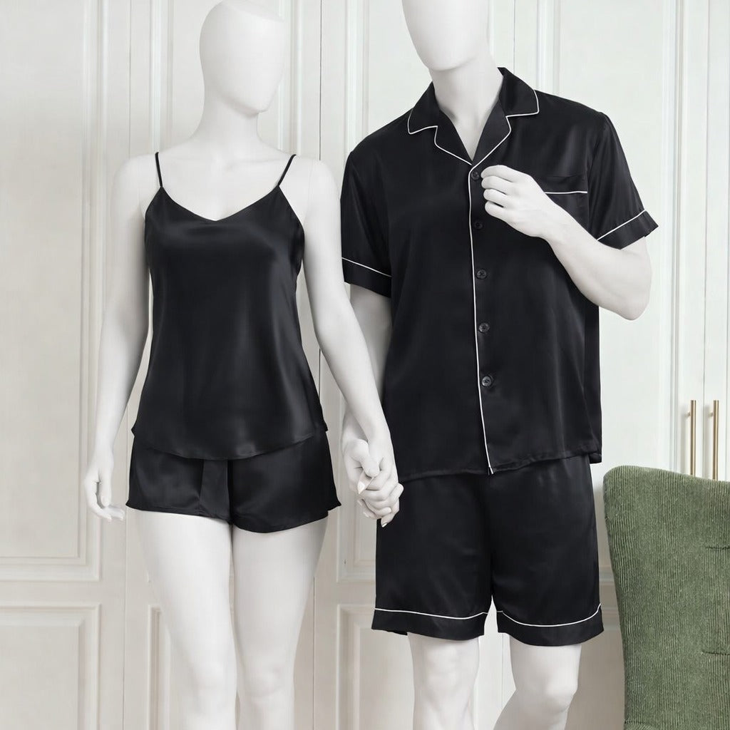 Couple Night Dress / Night Suit / Silk Sleepwear Set – 4-Piece Camisole & Shirt with Shorts